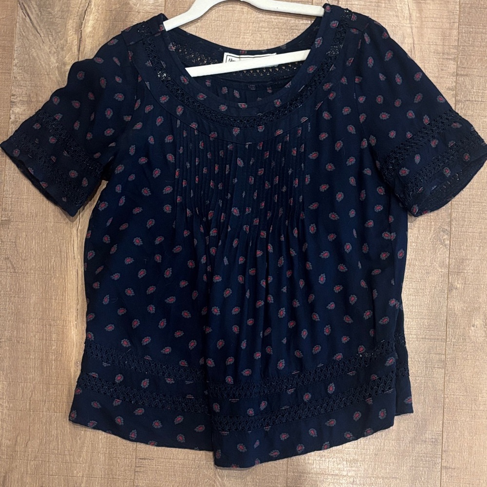 Abercrombie paisley batik block print blouse crochet